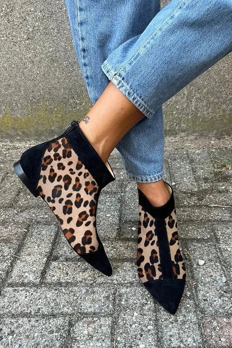 LLOUISE EOPARD PRINT ANKLE BOOT WITH POINTED TOE