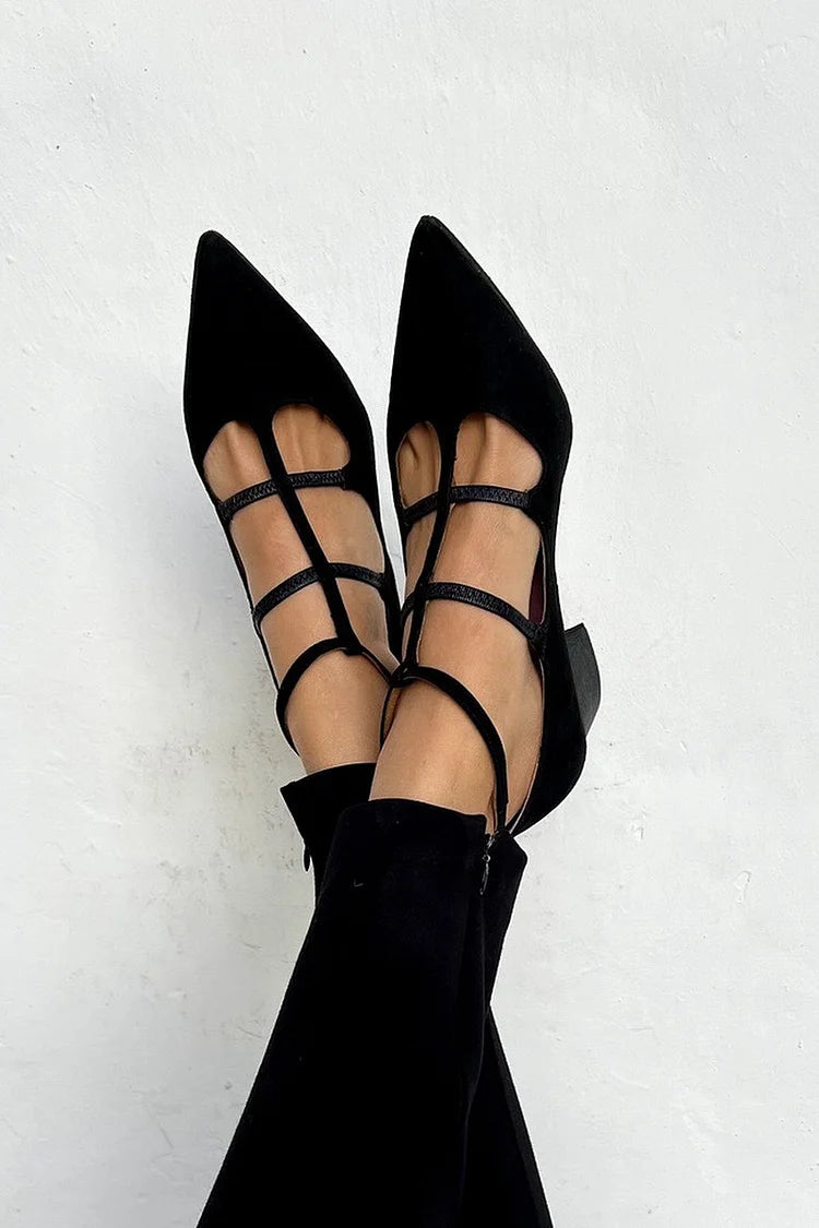 Sandra ™ | Pointed Toe Heels with Crossed Straps