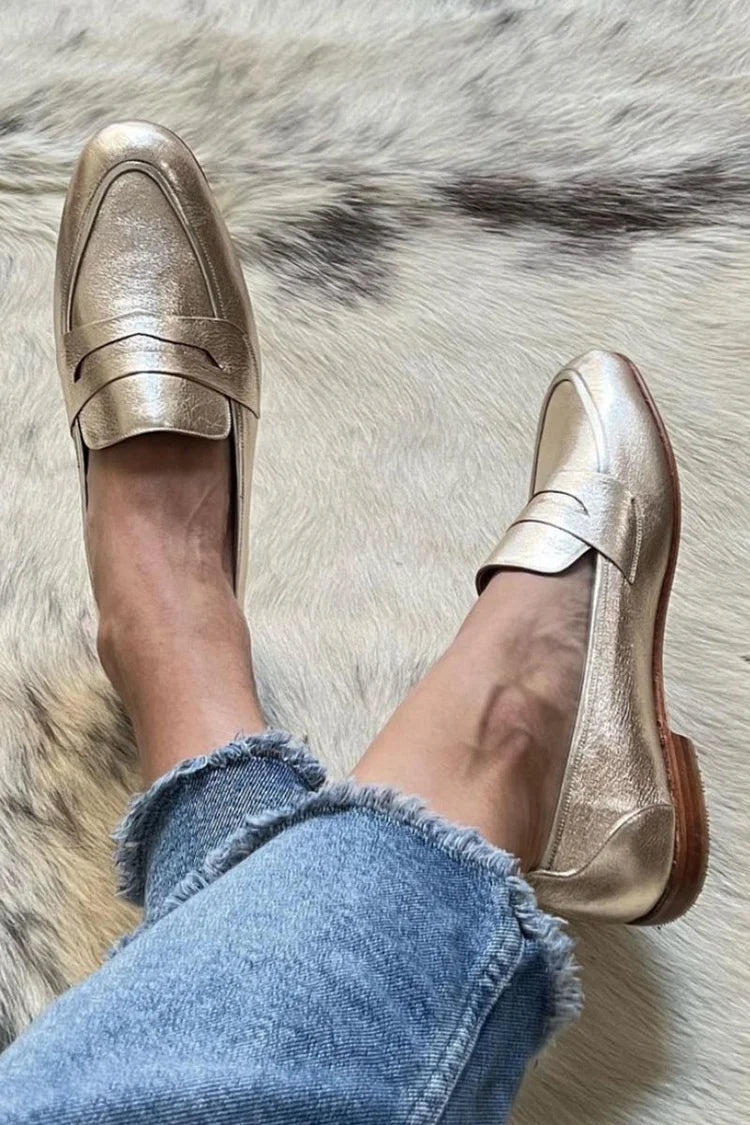 ANNIE SHINY LIGHT GOLD LOAFER