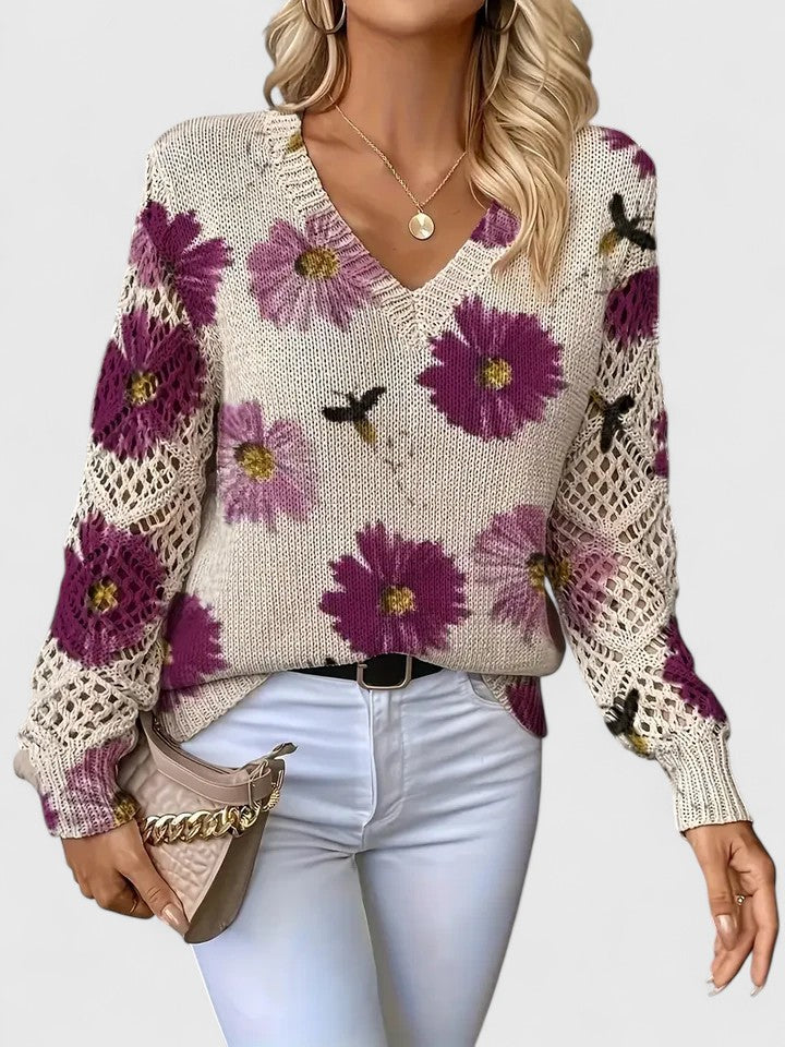 Jill | Elegant sweater with floral design