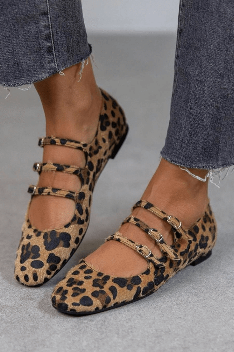 JUDITH LEOPARD BUCKLE FLATS