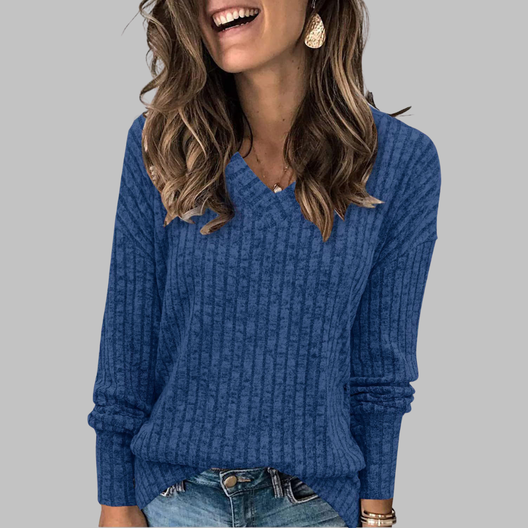 Alicia | Comfy V-Neck Long Sleeve Sweater