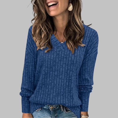Alicia | Comfy V-Neck Long Sleeve Sweater