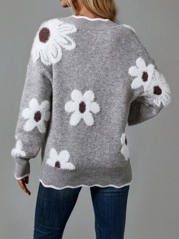 Sandra | Elegant V-Neck Floral Sweater