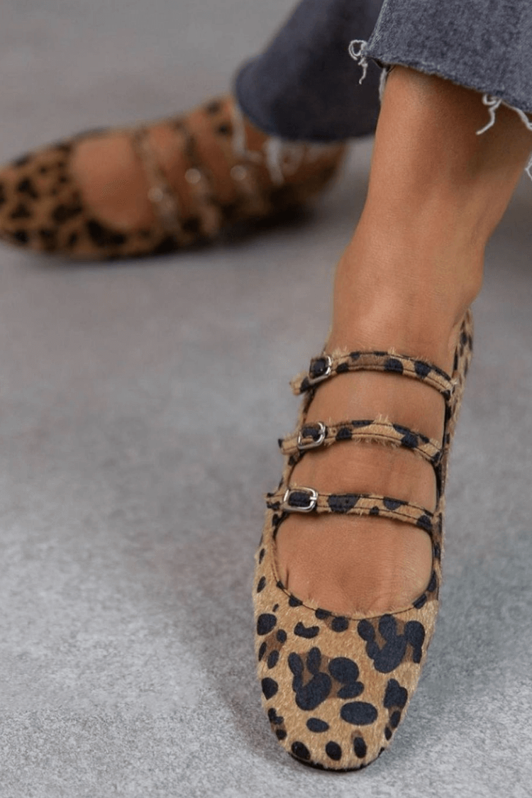 JUDITH LEOPARD BUCKLE FLATS