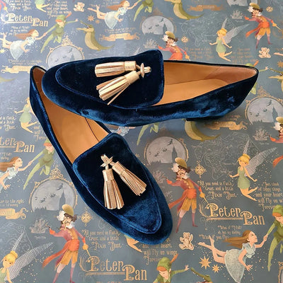 DORIS MIDNIGHT ELEGANCE LOAFERS WITH CHAMPAGNE TASSELS
