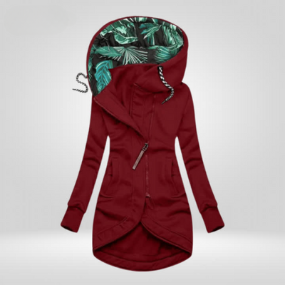 Susan | Asymmetric Autumn Jacket with Hood and Zipper