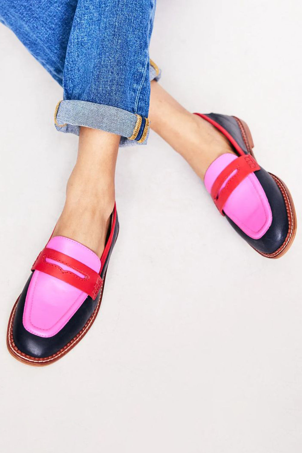 Robin | Black loafers with a coloured accent