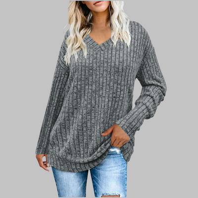 Alicia | Comfy V-Neck Long Sleeve Sweater