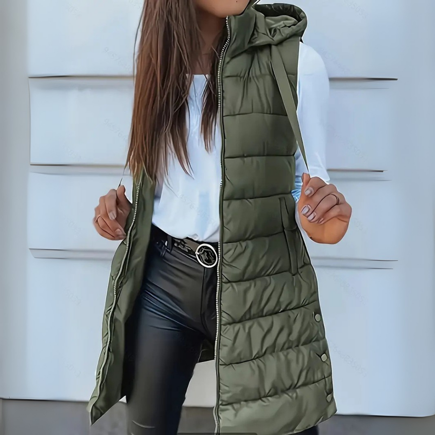 Yasmine - Casual Sleeveless Hood Long Puffer Vest