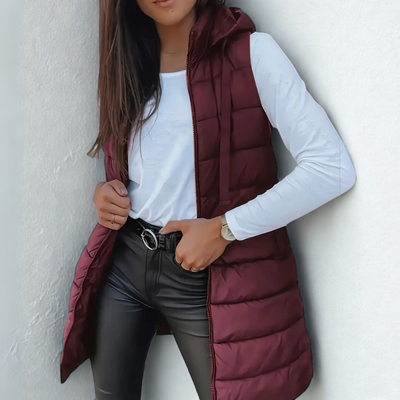 Yasmine - Casual Sleeveless Hood Long Puffer Vest