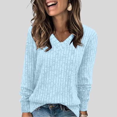 Alicia | Comfy V-Neck Long Sleeve Sweater