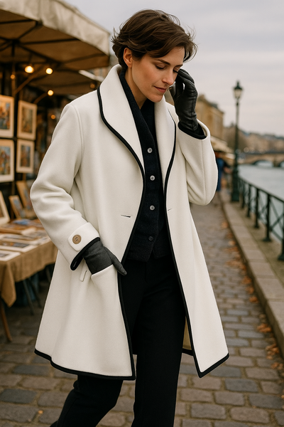Christine | Chic coat with contrasting collar for women