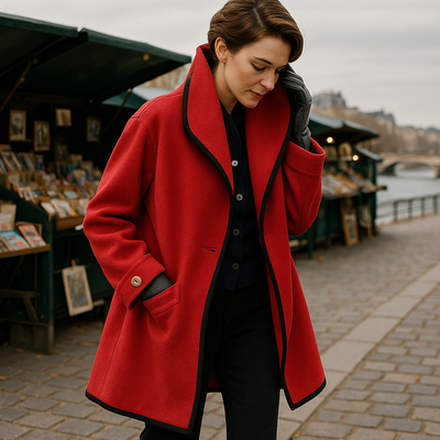 Christine | Chic coat with contrasting collar for women