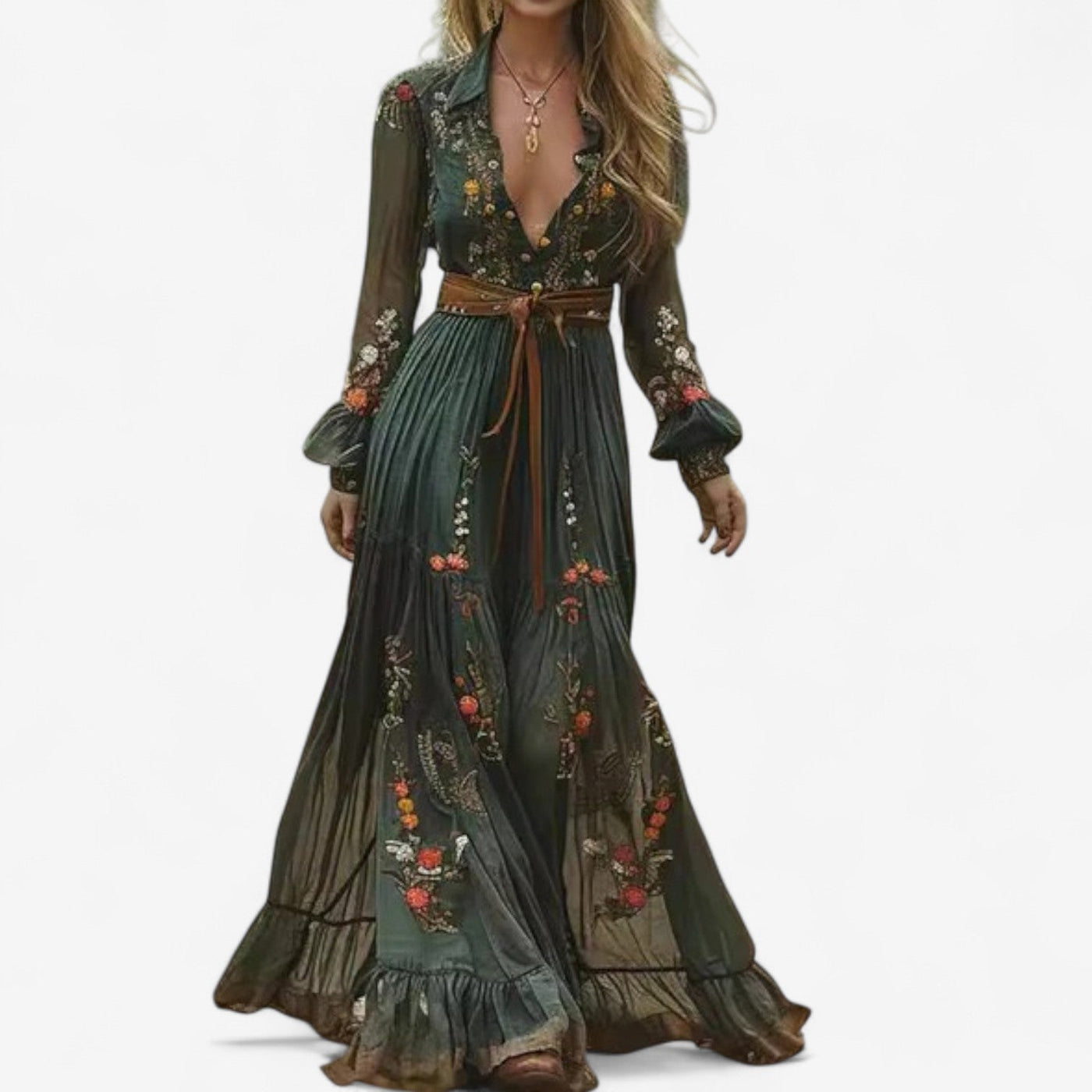 Arlene Embroidered Maxi Robe