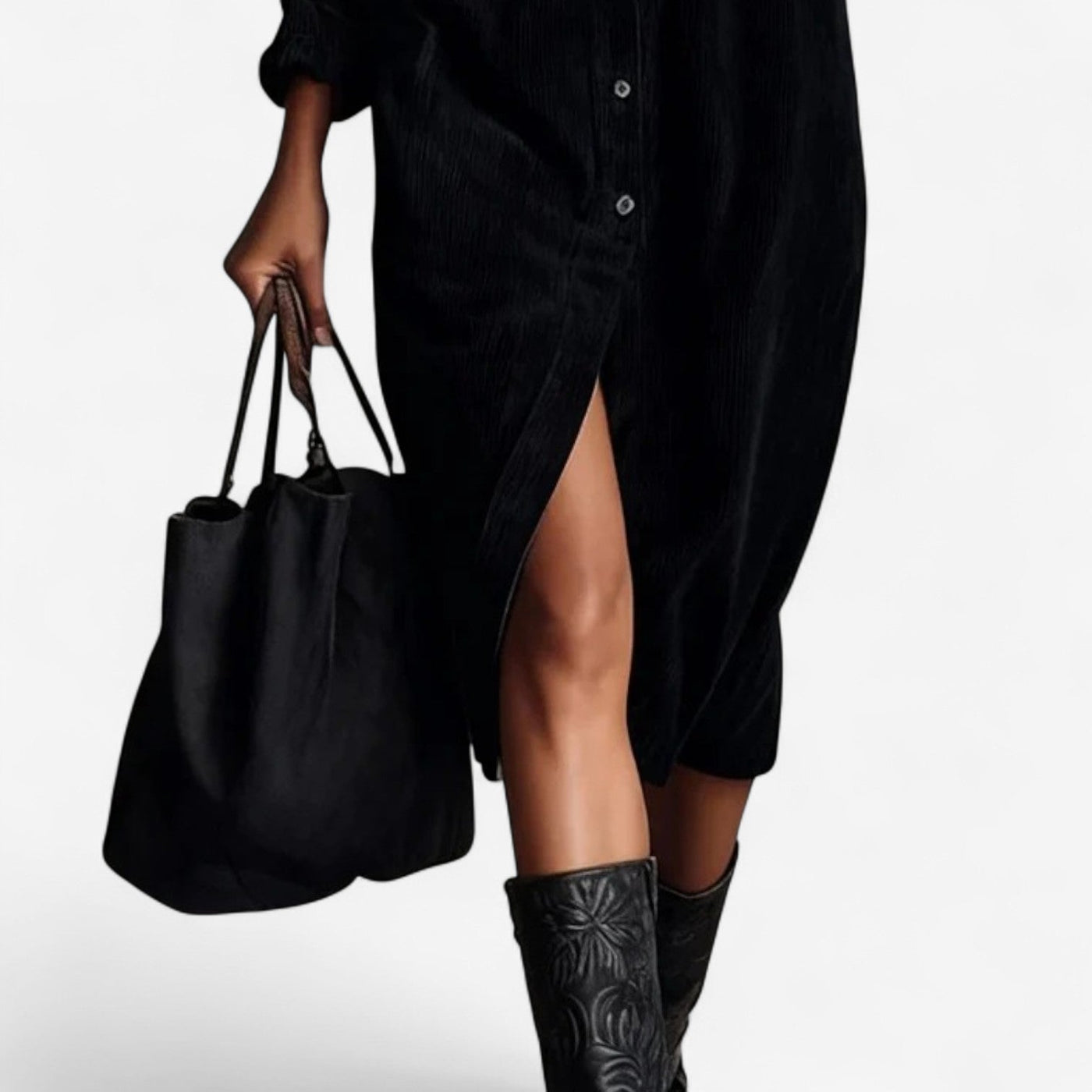 Clarice Midi Dress in Corduroy Velvet