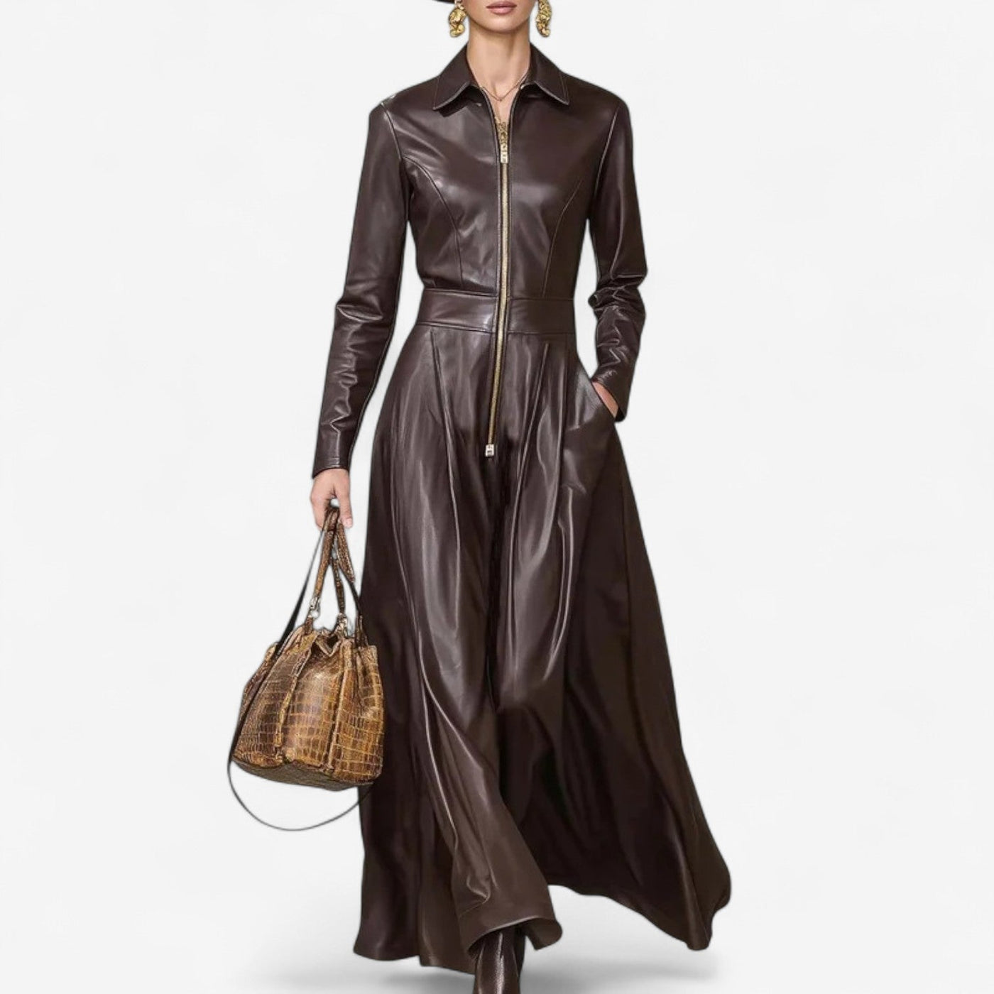 Imogene Long Leather Dress