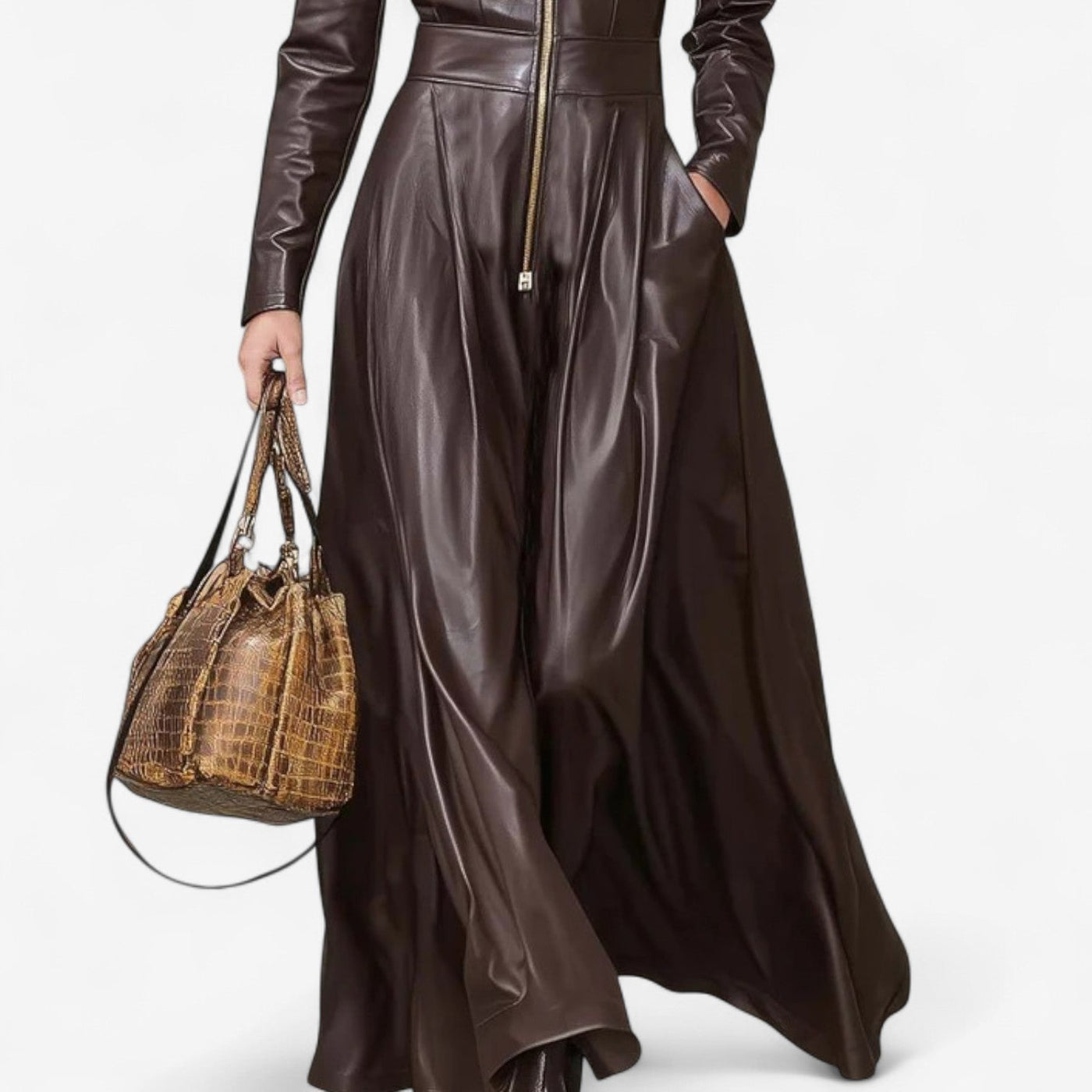 Imogene Long Leather Dress