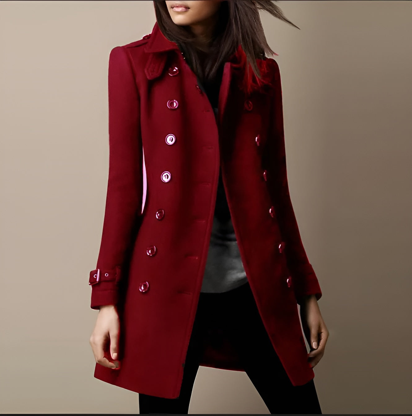 Sandra | Long Double-Breasted Coat for Women