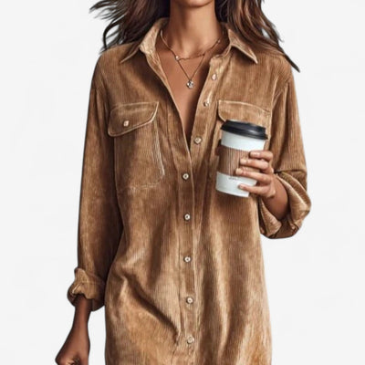 Clarice Midi Dress in Corduroy Velvet