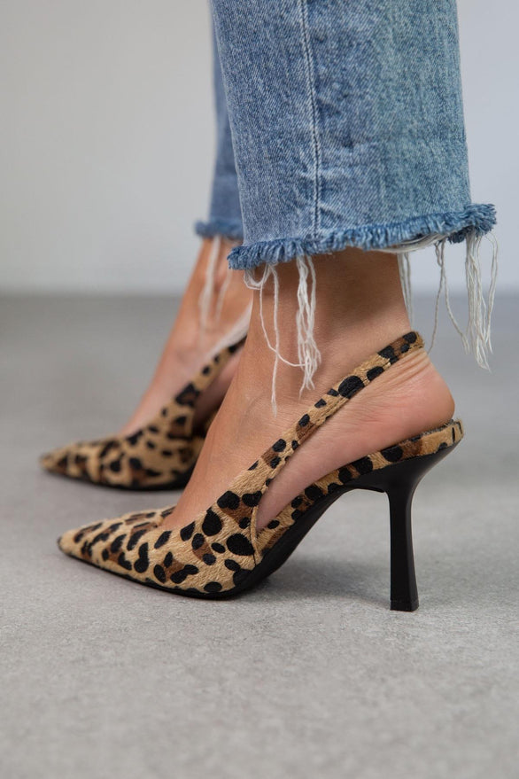 Diane | Khaki Leopard Print Pointed Toe Heels