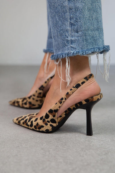 Diane | Khaki Leopard Print Pointed Toe Heels
