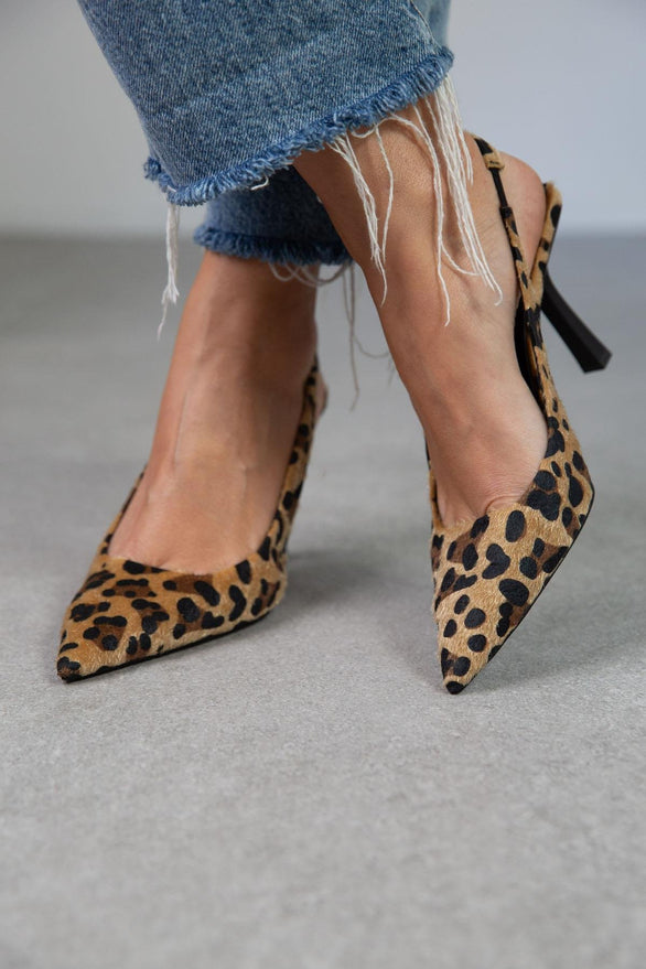 Diane | Khaki Leopard Print Pointed Toe Heels