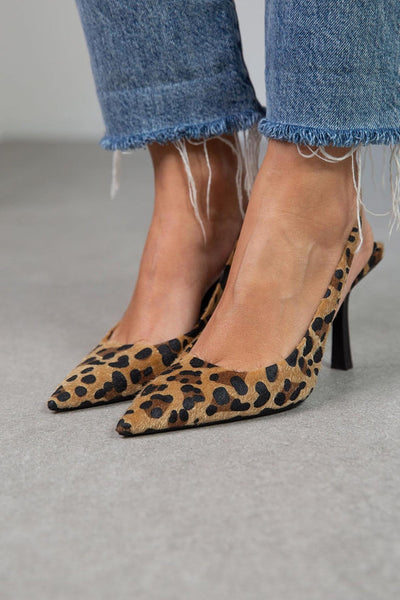 Diane | Khaki Leopard Print Pointed Toe Heels