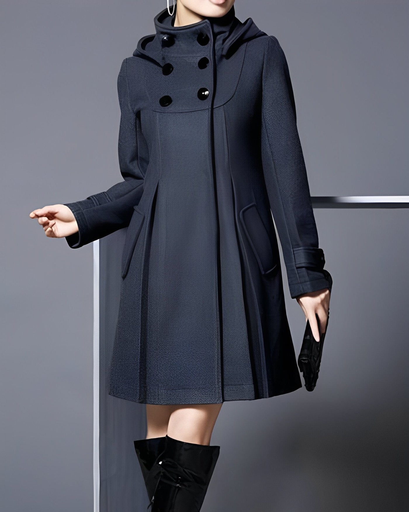 Cynthia | Elegant Double-Breasted Coat with Hood