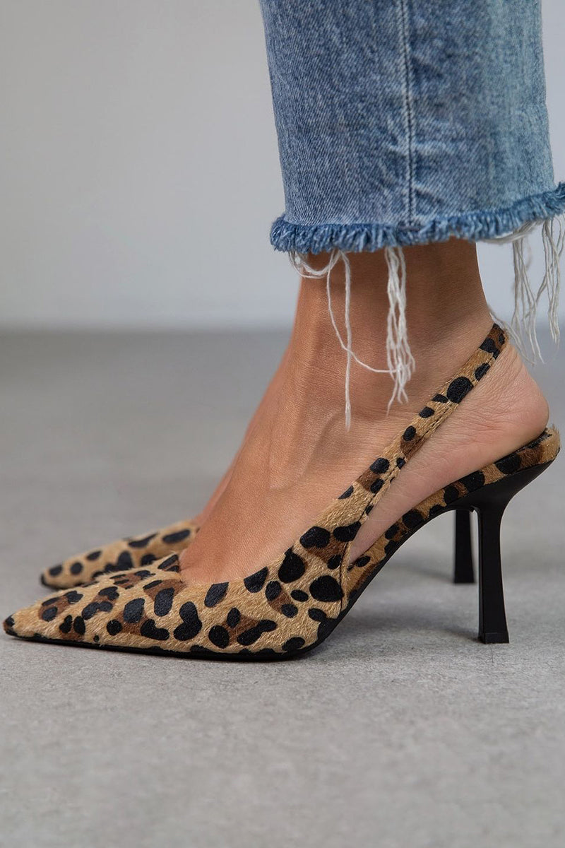 Diane | Khaki Leopard Print Pointed Toe Heels