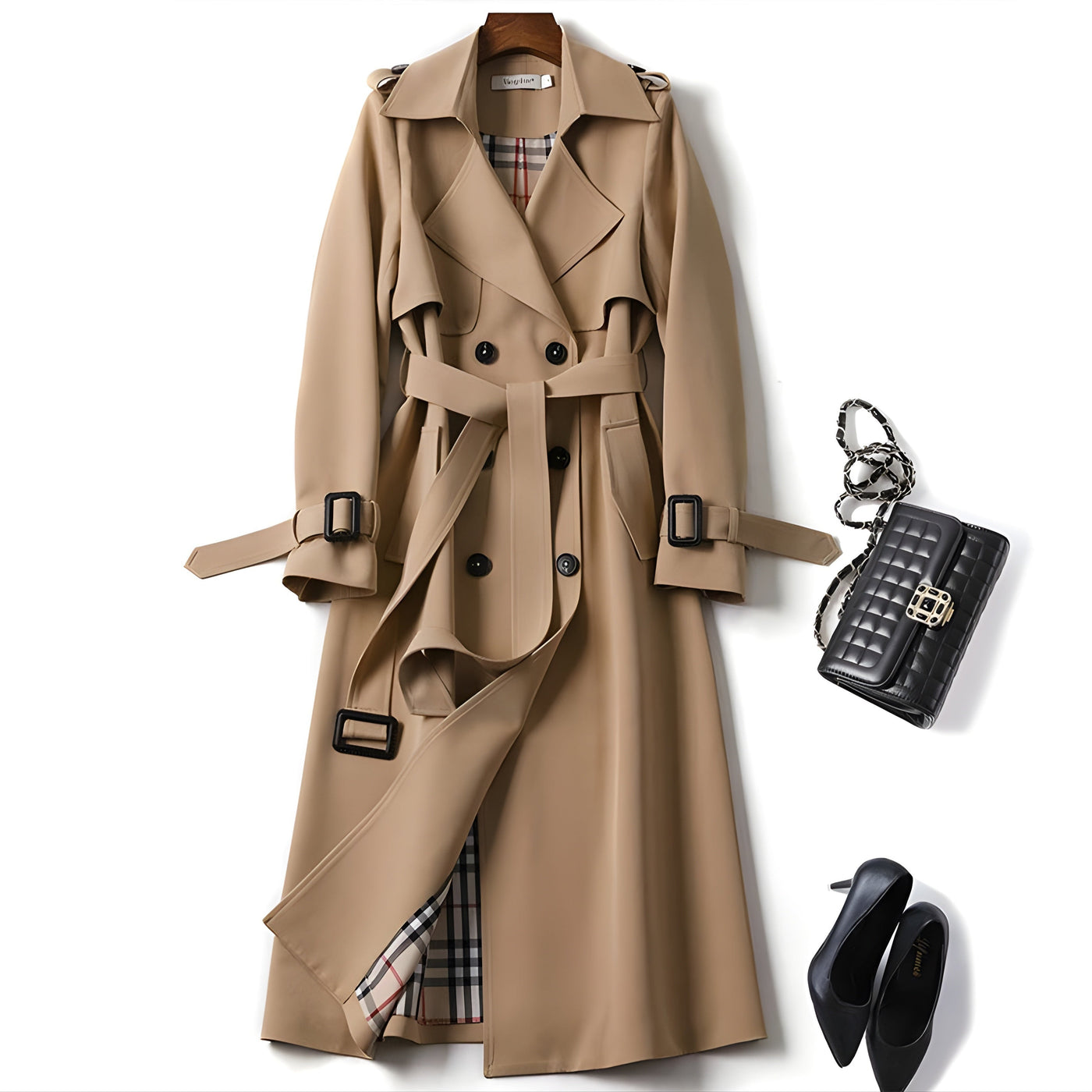Pamela | Classic Long Trench Coat with Belt