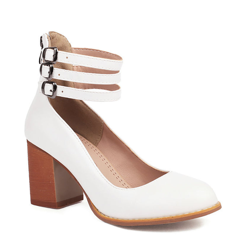 Heather | Smooth sandals with ankle strap and chunky heel