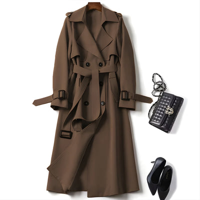 Pamela | Classic Long Trench Coat with Belt