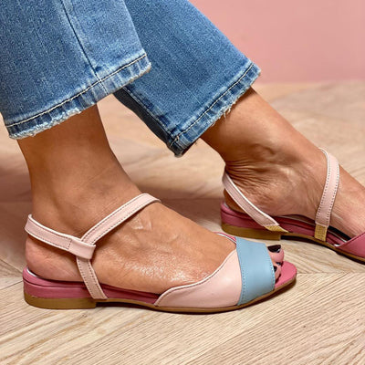Melissa | Asymmetrical Pink Colour Block Sandals