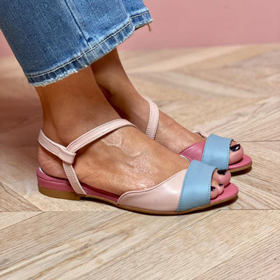 Melissa | Asymmetrical Pink Colour Block Sandals