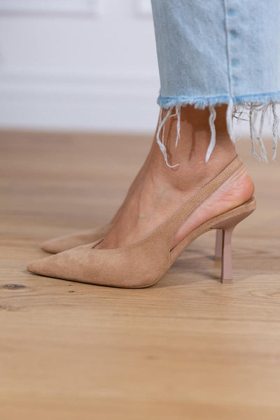 Cheryl ™ | Nude slingback heels with a fine heel