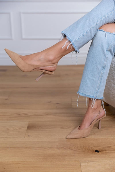 Cheryl ™ | Nude slingback heels with a fine heel