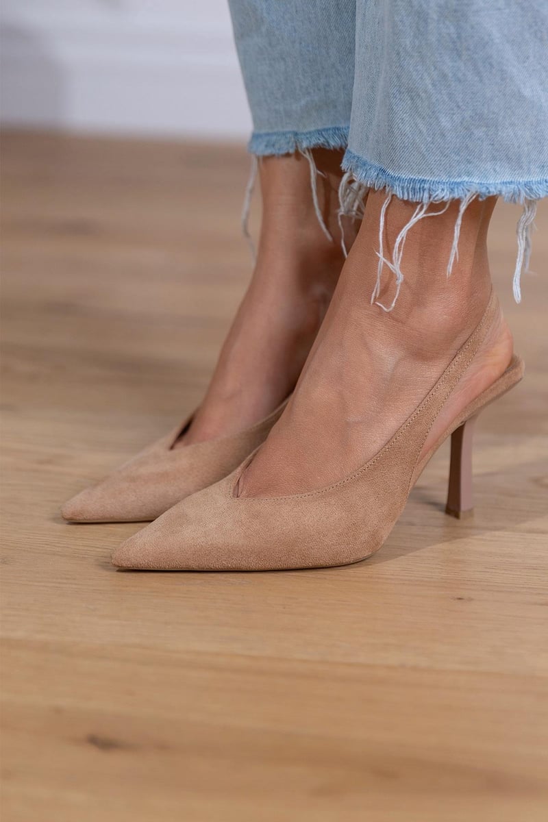 Cheryl ™ | Nude slingback heels with a fine heel
