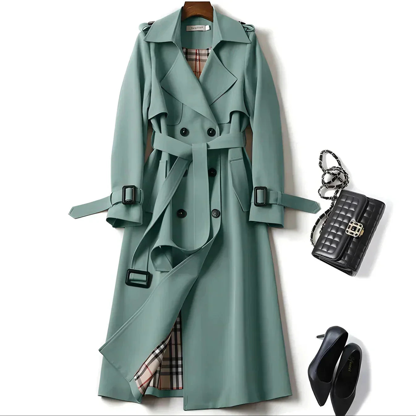 Pamela | Classic Long Trench Coat with Belt